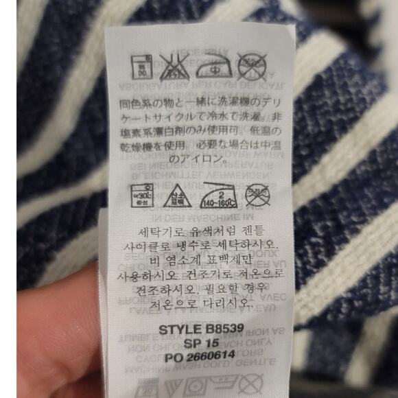 J Crew Baja Striped 3/4 Sleeve Hoodie Blue White Small - Picture 9 of 11